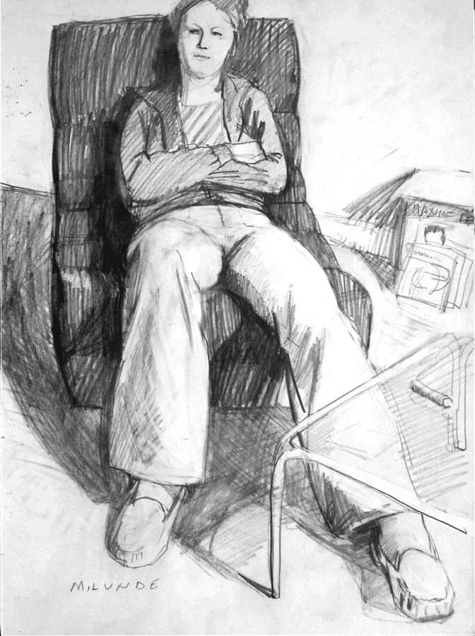 Seated woman Drawing by Mark Lunde