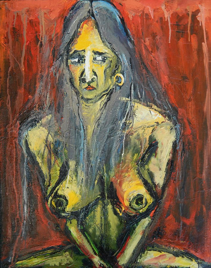 Nude Painting - Seated Young Woman on a Stool by Kenneth Agnello