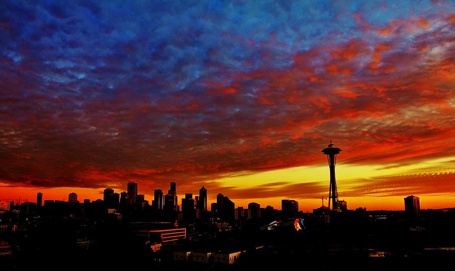 Seattle Photograph - Seattle Ablaze by Benjamin Yeager