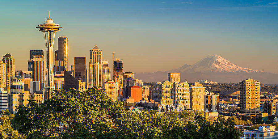 Seattle and Mt. Rainier - City Skyline Photograph Photograph by Duane Miller