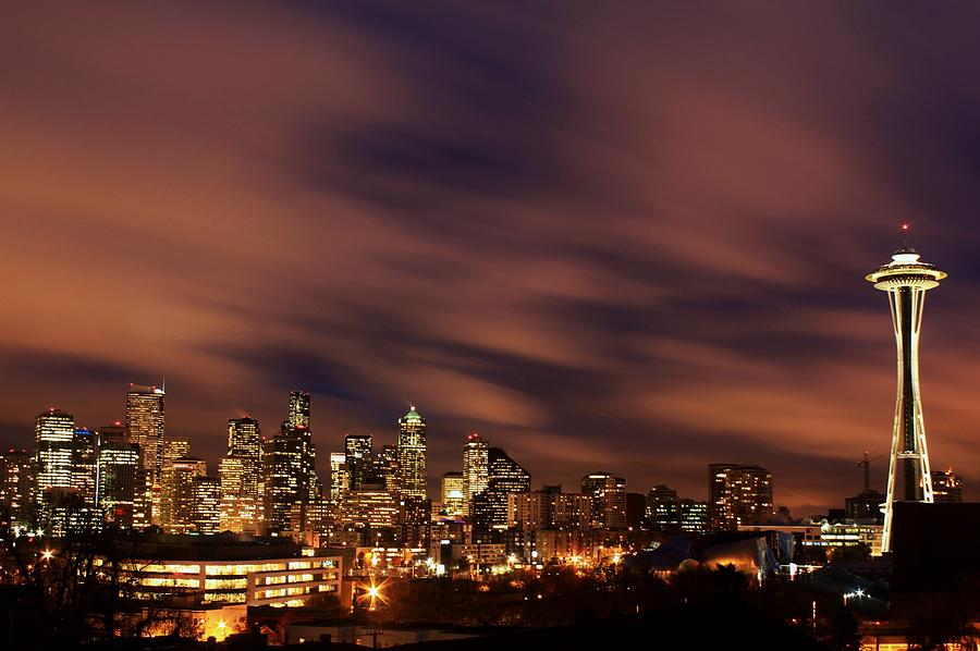 Seattle at Dusk Photograph by Benjamin Yeager