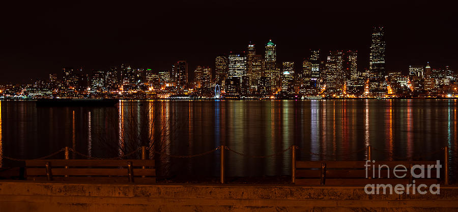 Seattle At Night Photograph by Eddie Yerkish