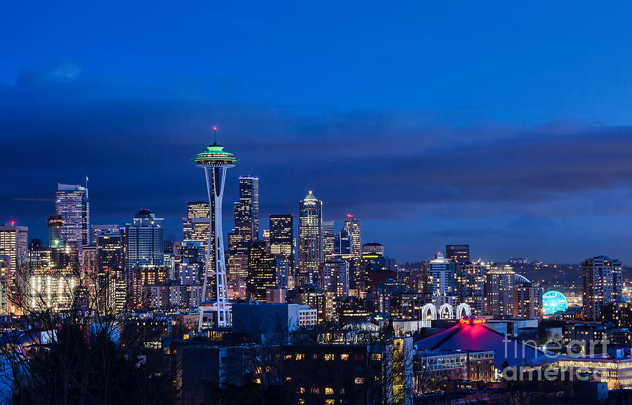 Seattle At Twilight Photograph by Eddie Yerkish