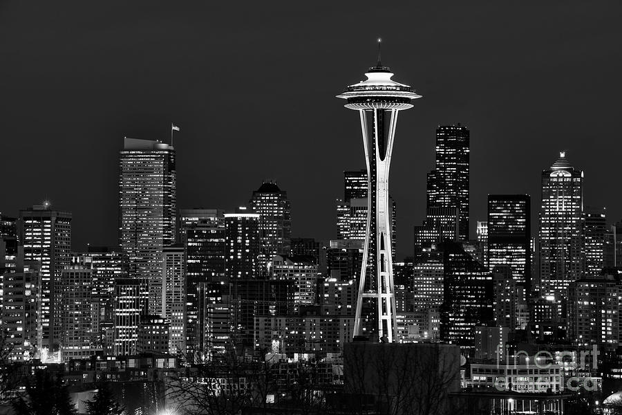 Seattle Black and White Photograph by Peter Dang