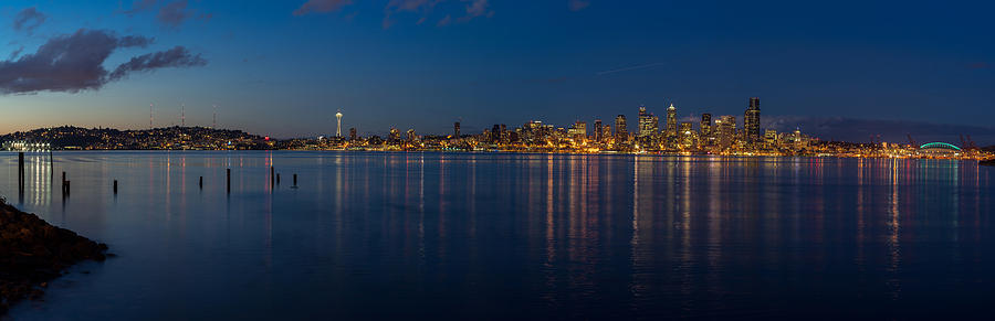 Seattle Photograph - Seattle Blue Skyline by Mike Reid
