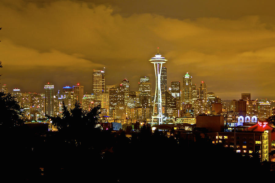 Seattle Cityscape at Night from Kerry Park 2 Photograph by SC Heffner