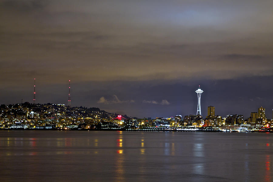 Seattle cityscape at night Photograph by SC Heffner