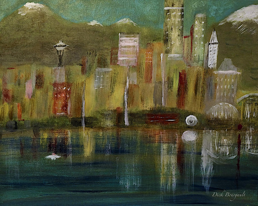 Seattle Cityscape Painting by Dick Bourgault