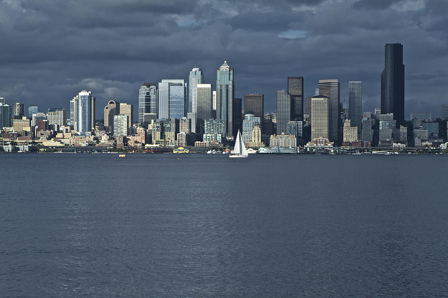 Seattle Cityscape from Alki Beach Photograph by SC Heffner