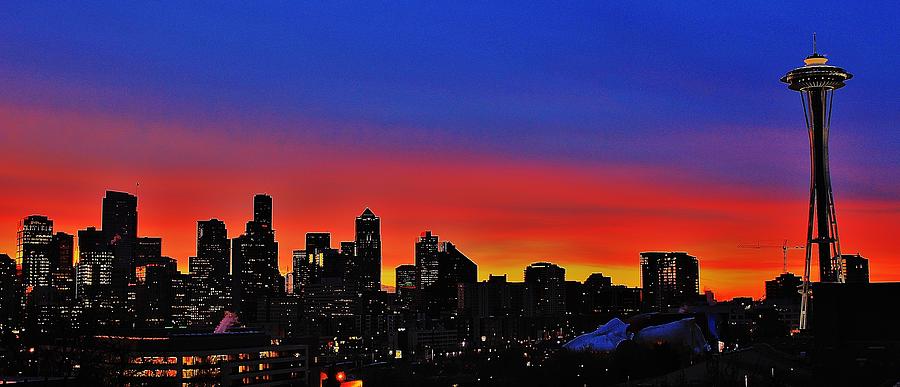 Seattle Photograph - Seattle Dawning Panorama by Benjamin Yeager