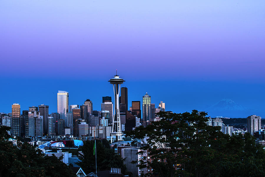 Seattle Down town in sunset color Photograph by Hisao Mogi