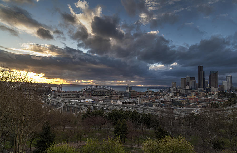 Seattle Dramatic Dusk Photograph by Mike Reid