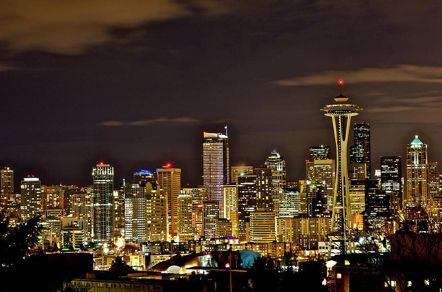 Seattle Earth hour Photograph by Hisao Mogi
