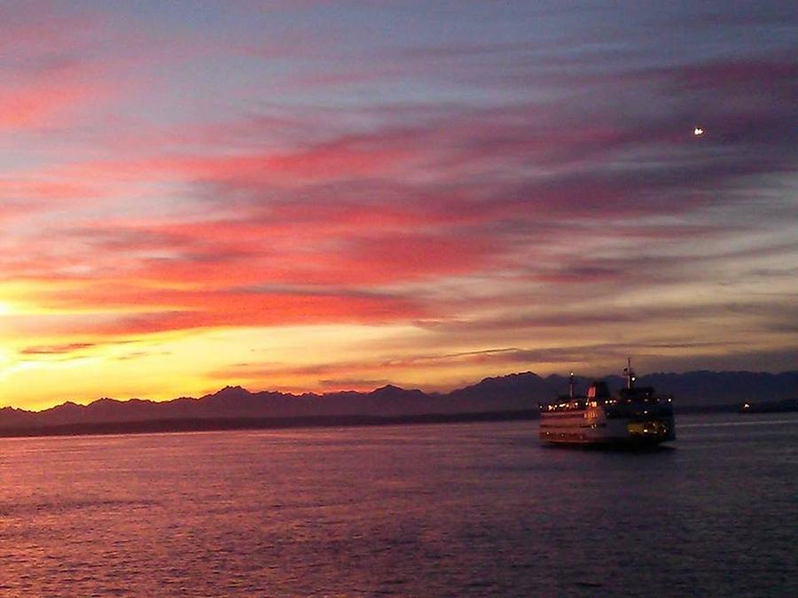 Seattle Ferry Sunset Photograph by Edith Delzer - Fine Art America