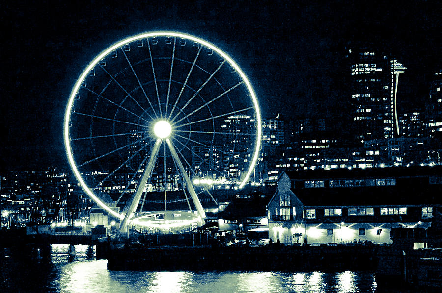 Seattle Great Wheel in the Evening II Photograph by Ronda Broatch