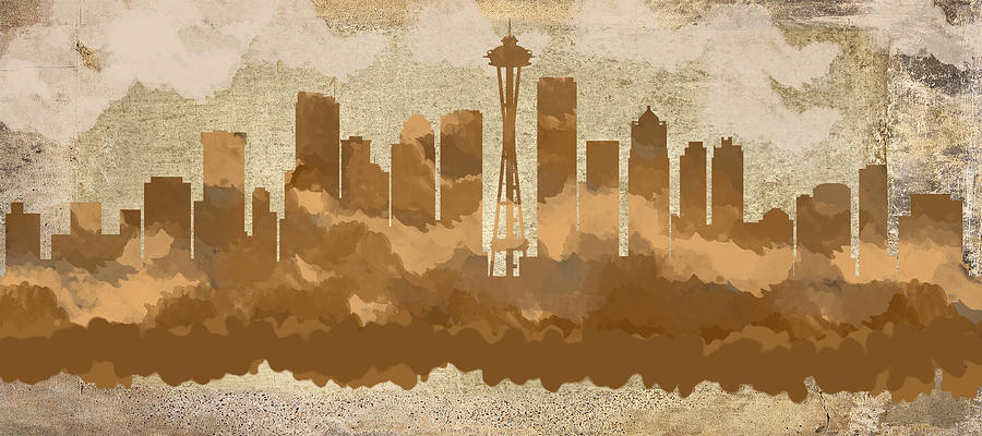Seattle In A Latte Mist Digital Art by Paulette B Wright