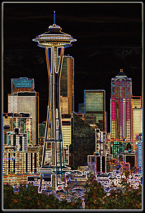Seattle In Neon Photograph by Jeff Cook