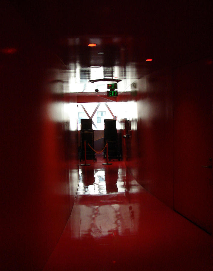 Seattle Library Red Floor Exit Digital Art by Gary Olsen-Hasek