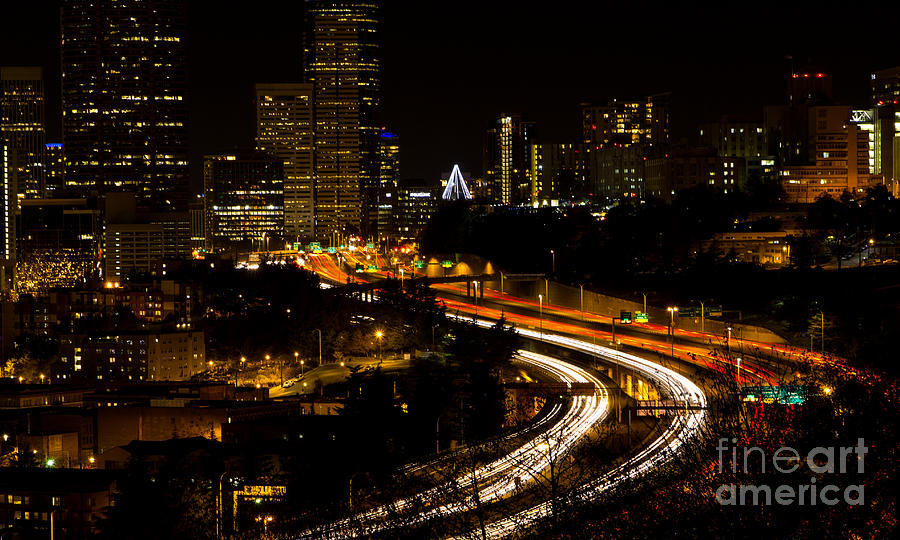 Seattle Light Trails Photograph by Rod Best
