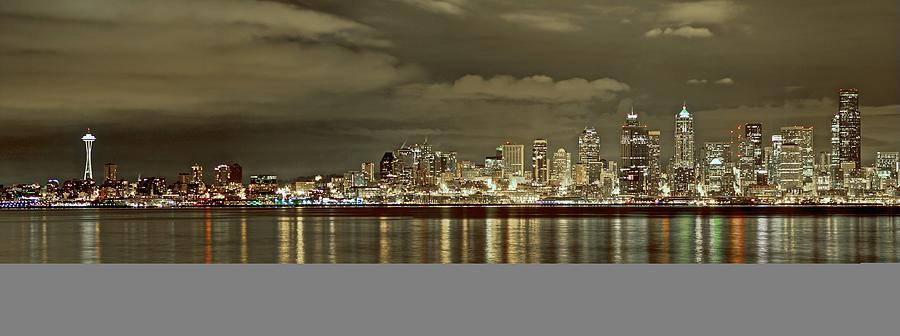 Seattle lights at night from Alki Photograph by SC Heffner