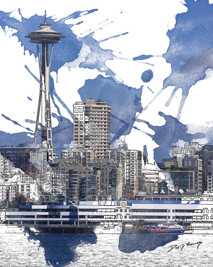 Seattle Line and Splatter Painting by David Wagner