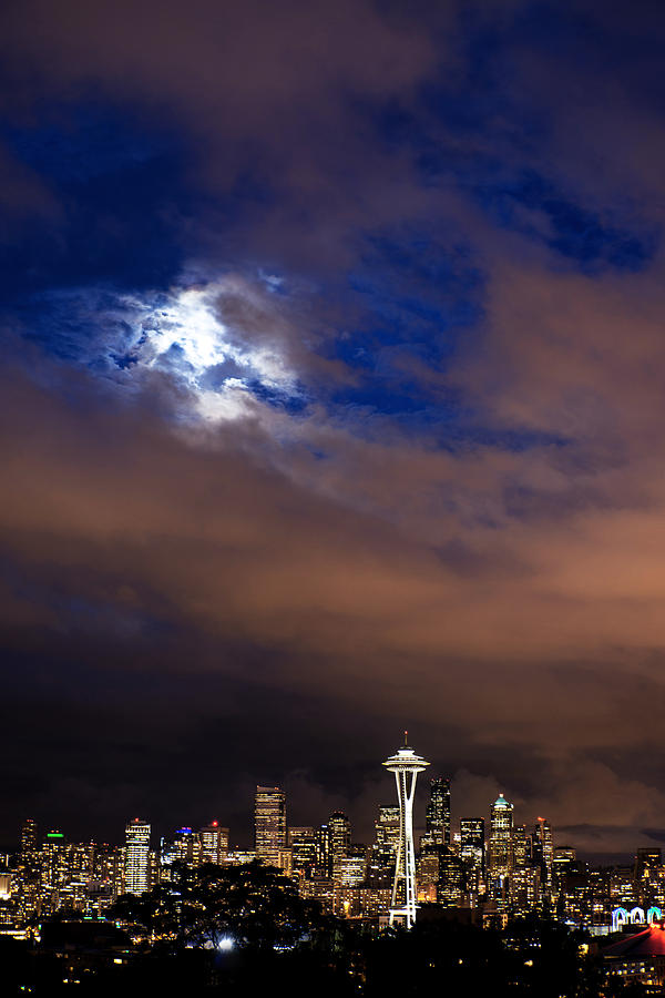 Seattle Moon Photograph by Dustin LeFevre