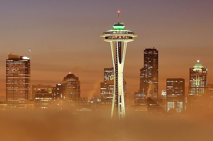 Seattle Morning Mist Photograph by Benjamin Yeager
