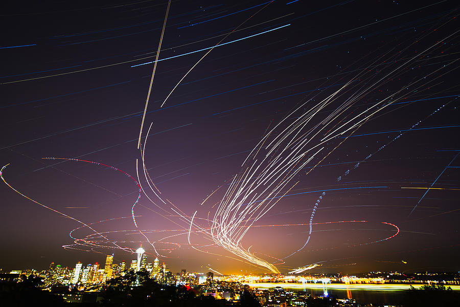 Seattle night sky Photograph by Hisao Mogi