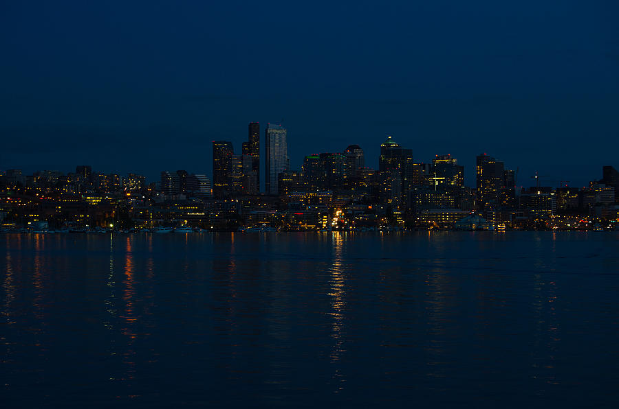 Seattle Night Skyline Photograph by Tikvahs Hope