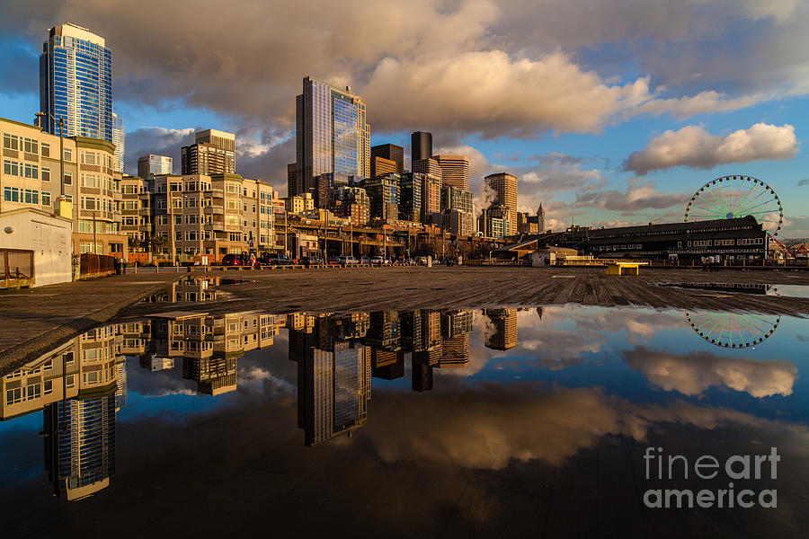 Seattle Photograph - Seattle Pier Sunset Clouds by Mike Reid