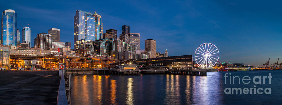 Seattle Piers and Cityscape Photograph by Mike Reid