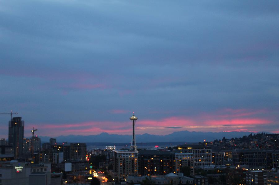 Seattle Pink and Blue Photograph by Suzanne Lorenz