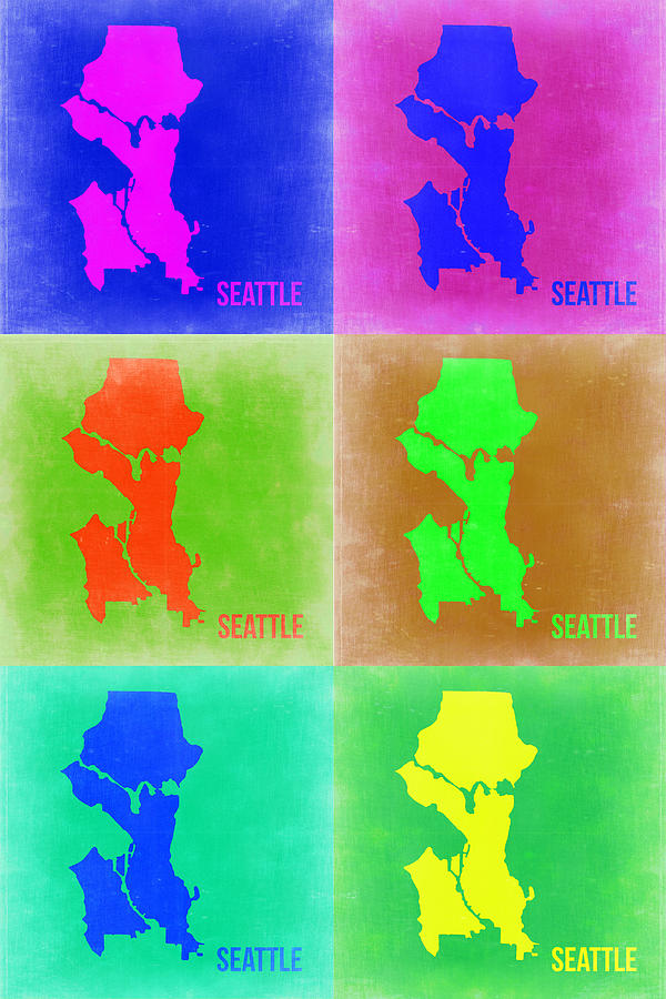 Seattle Painting - Seattle Pop Art Map 3 by Naxart Studio