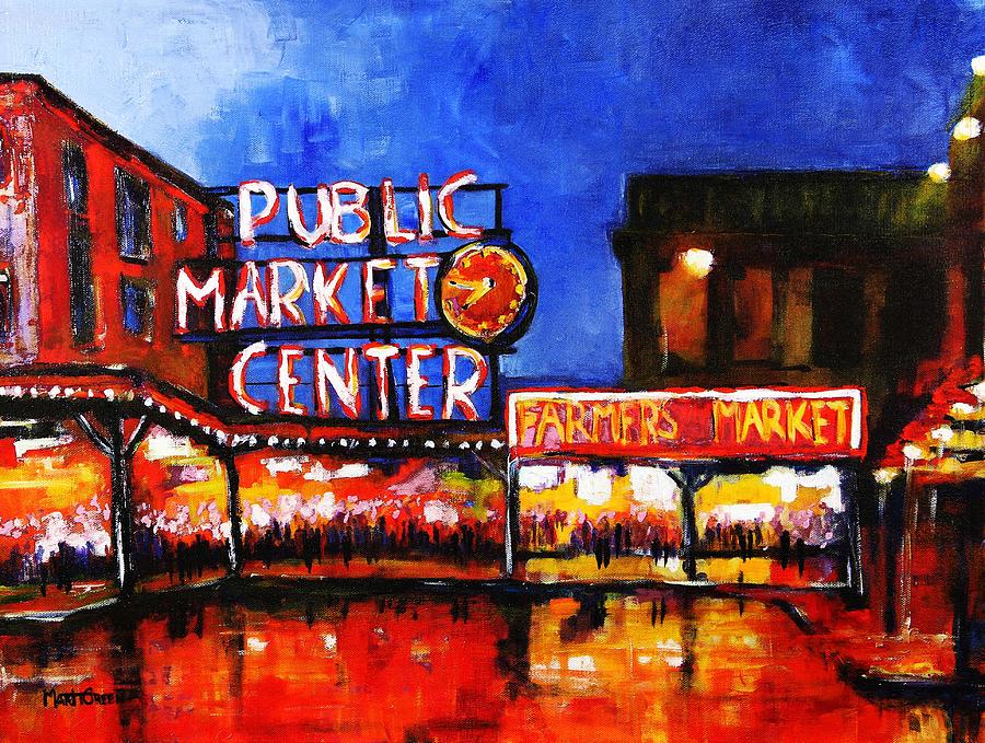 Seattle Public Market Painting by Marti Green