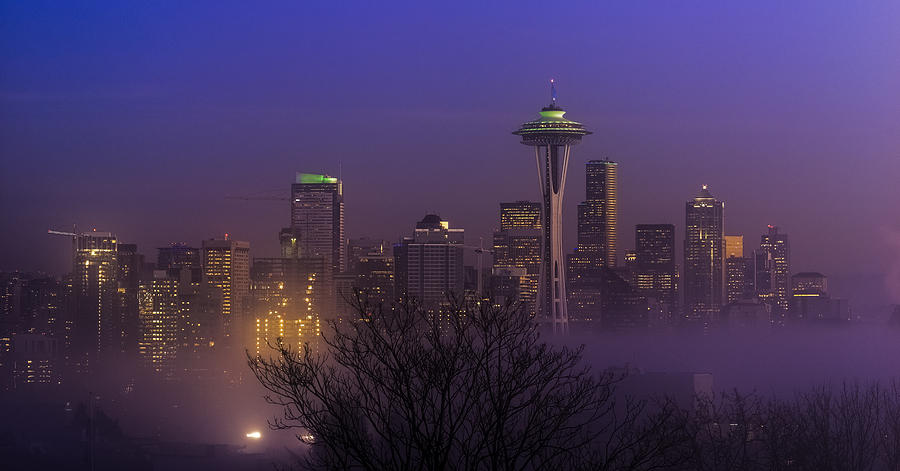 Seattle Purple Fog Photograph by Ken Stanback