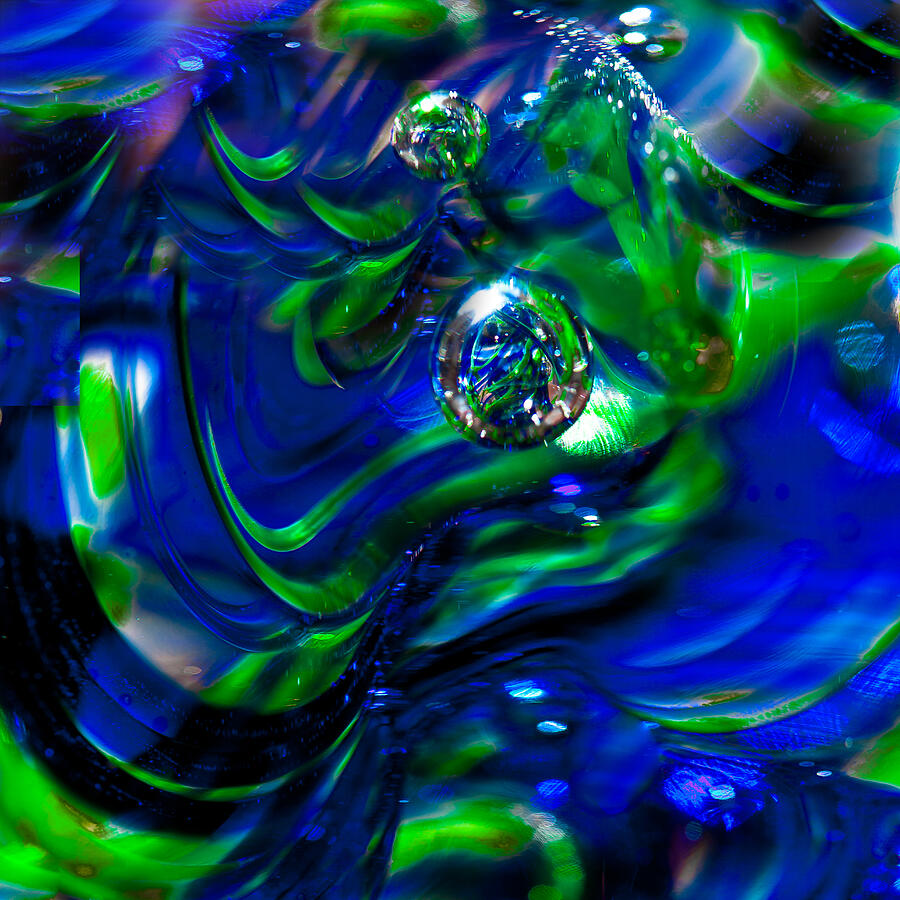 Seattle Seahawks Photograph - Seattle Seahawks Glass Macro Abstract by David Patterson