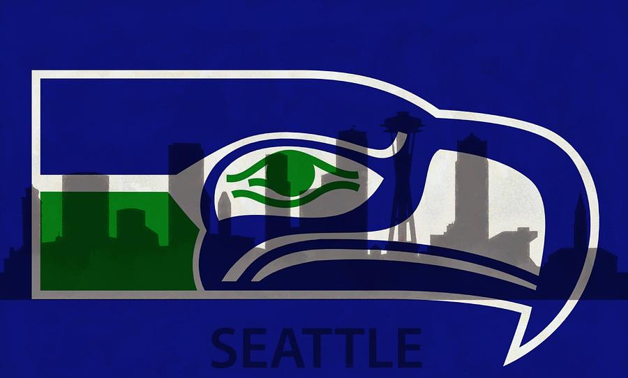 Nfl Digital Art - Seattle Seahawks On Seattle Skyline by Dan Sproul Nfl Digital Art - Seattle Seahawks On Seattle Skyline by Dan Sproul