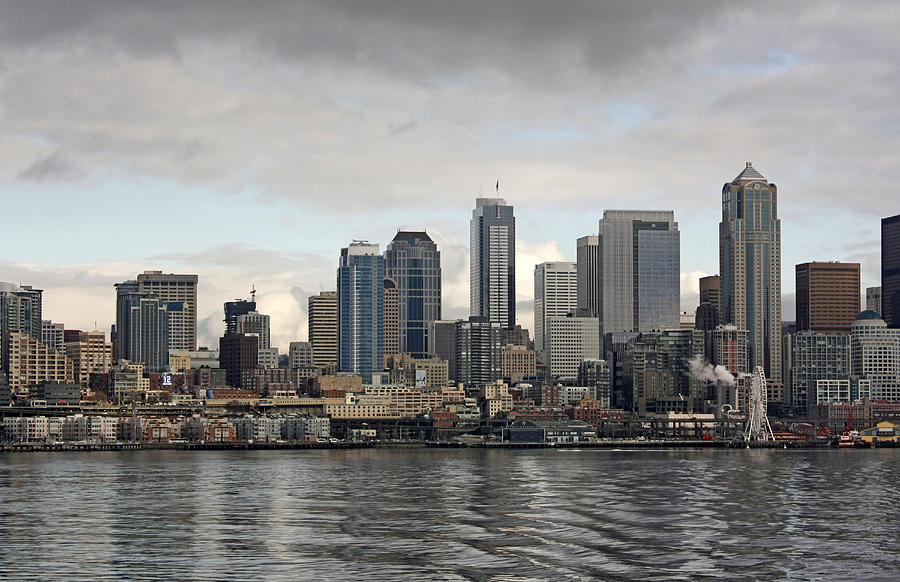 Seattle Skyline and Seattle Ferris Wheel Photograph by James Connor