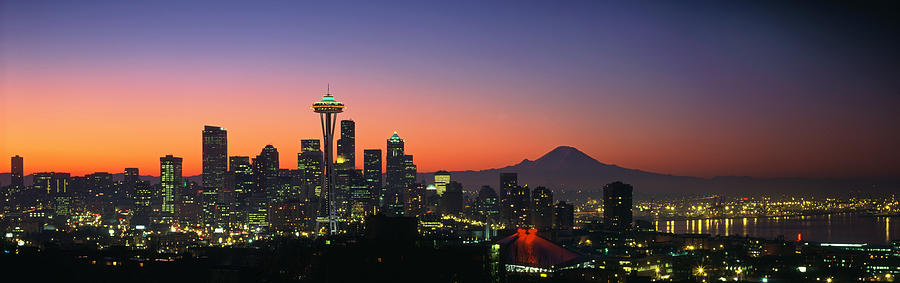 Seattle Photograph - Seattle Skyline at dawn by King Wu