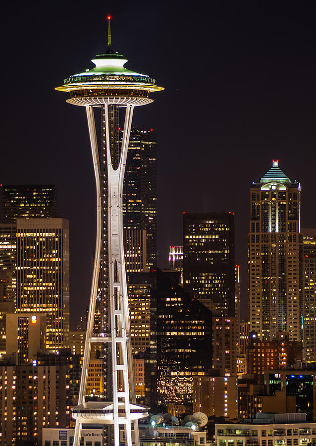 Seattle Skyline at Night - City Skyline Night Photograph Photograph by Duane Miller