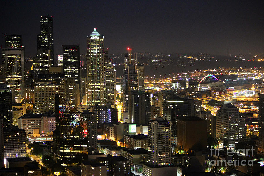 Seattle Skyline At Night Photograph by Creative Solutions RipdNTorn