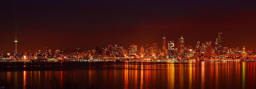 Seattle Skyline Photograph - Seattle Skyline For 12th Man by Abhay P