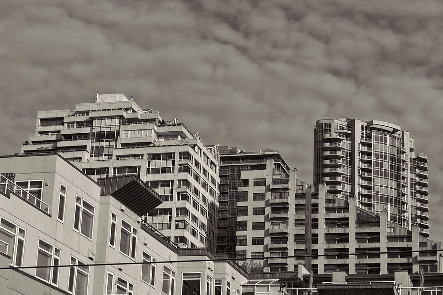 Seattle Skyline in Black and White Photograph by Cathy Anderson
