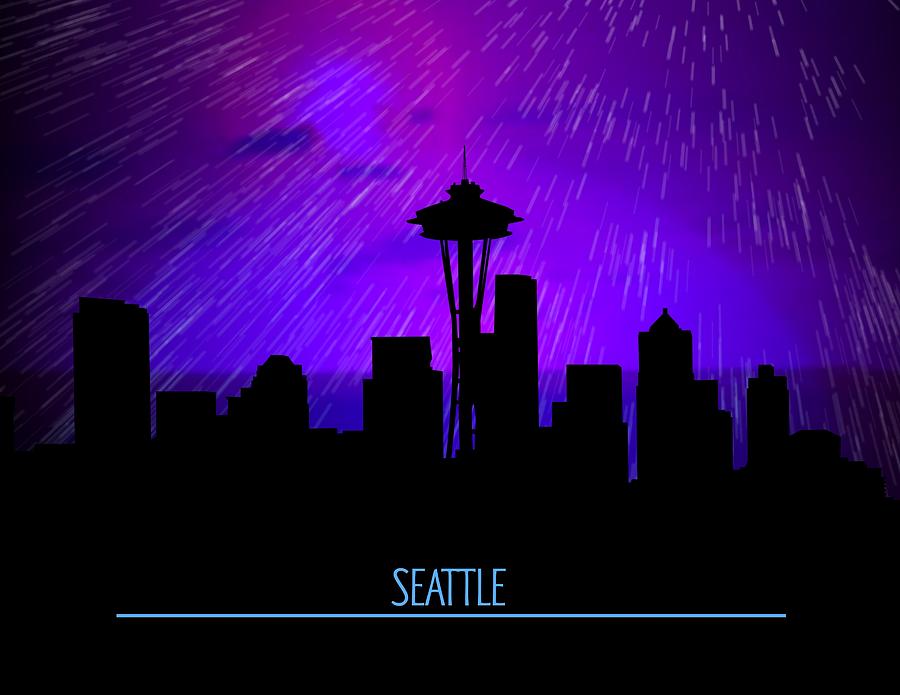 Us City Digital Art - Seattle Skyline by John Wills