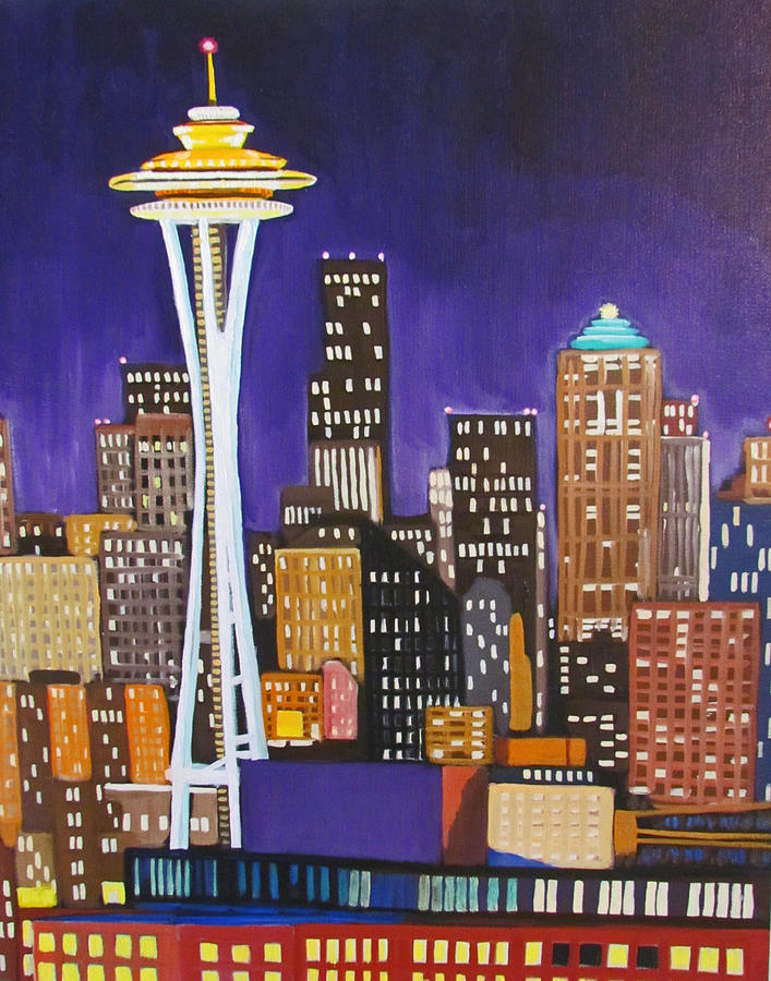 Seattle Painting - Seattle Skyline by Kevin Hughes