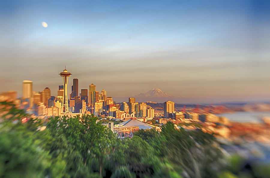 Seattle Photograph - Seattle Skyline Lens Baby HDR by Scott Campbell
