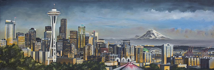 Seattle Painting - Seattle Skyline by Nick Buchanan