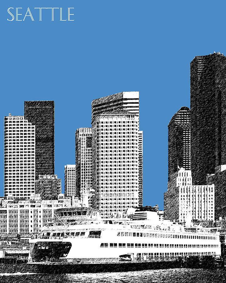 Architecture Digital Art - Seattle Skyline - Slate by DB Artist