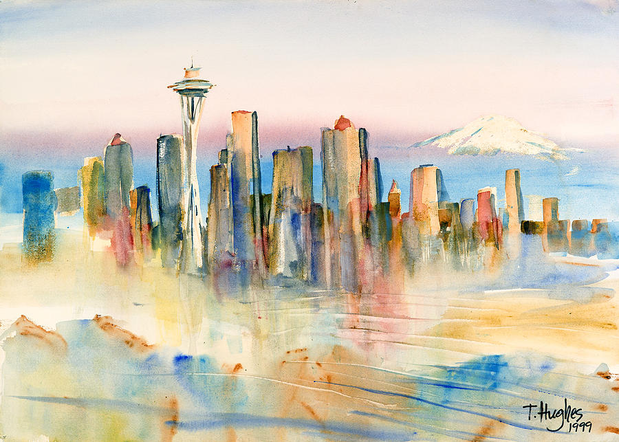 Seattle Painting - Seattle Skyline by Thomas Hughes
