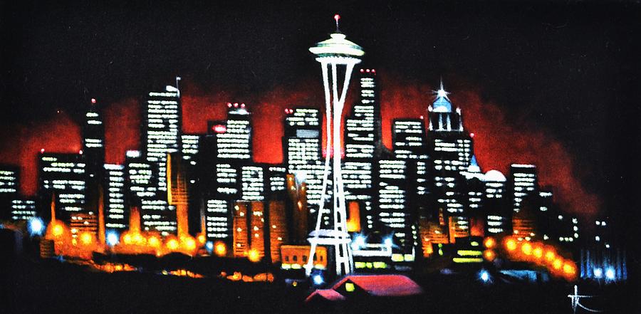 Skyline Painting - Seattle  SOLD by Thomas Kolendra